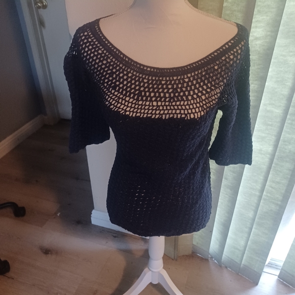 Min Young Lee navy blue hand knitted sweater L. - Picture 1 of 4
